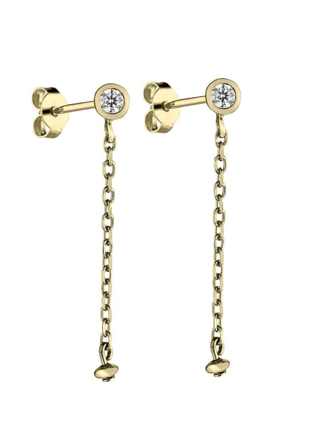 boucles d'oreilles chaine forcat diamantée et oxyde de zirconium